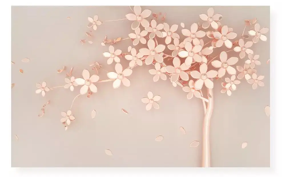 Пользовательские фото росписи 3d обои розовое золото цветы роскошные и