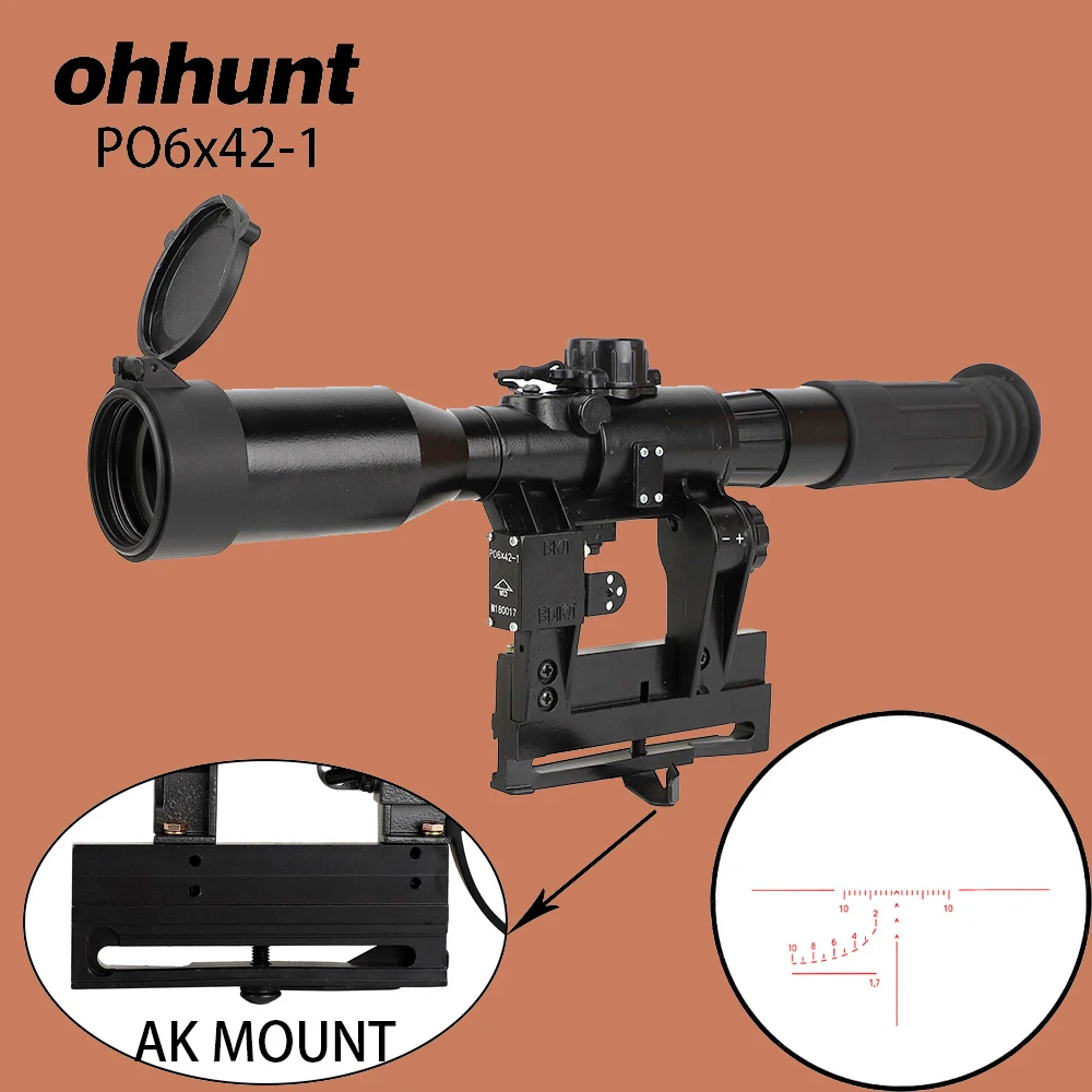 Ohhunt охотничий прицел SVD 6X42 E с красной подсветкой из стекла с гравировкой тактический оптический прицел подходит для AK AKM Saiga SLR Mount