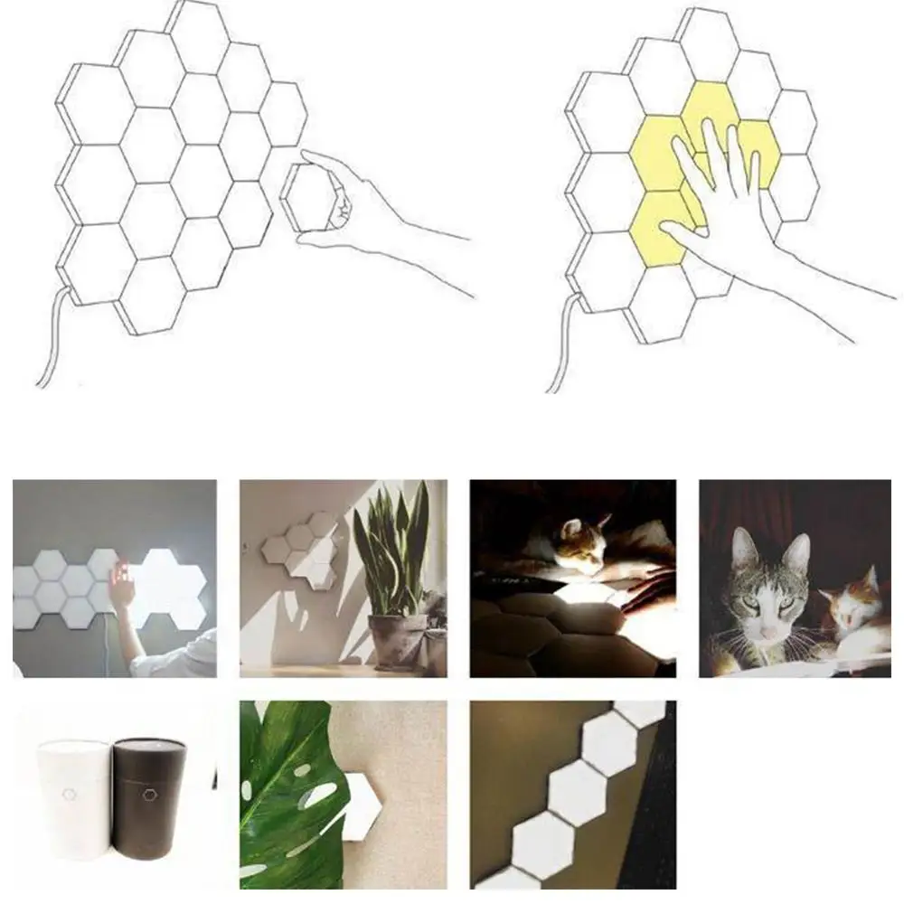 Новая квантовая лампа сенсорный светильник Ночной магнитные шестигранные