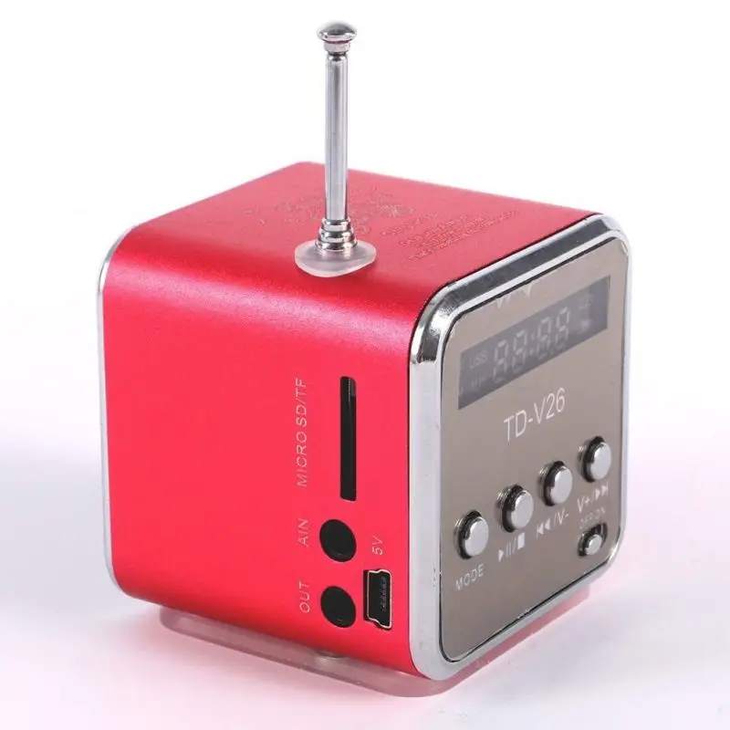 Портативный мини-динамик TD-V26 MP3 музыкальный плеер с ЖК-поддержкой fm-радио Micro TF SD Стерео Громкий динамик для ноутбуков мобильных телефонов - Цвет: Красный