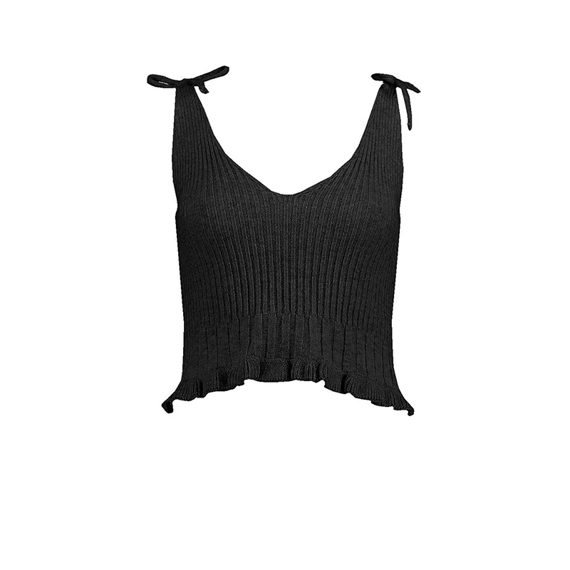 HDY Haoduoyi 2017 Fashion Vest Women Casual V neck Sleeveless Straps Crop Tops Brief Thick Solid 2 Colors Pleated Autumn T shirt|fashion
