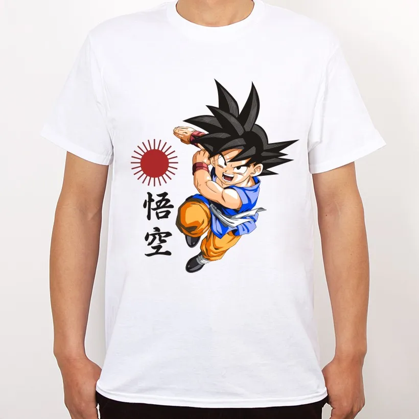 2016 НОВЫЙ Гоку Печати Теэ Мужчин Мода Япония Аниме Dragon Ball Z футболка Супер Саян shirt