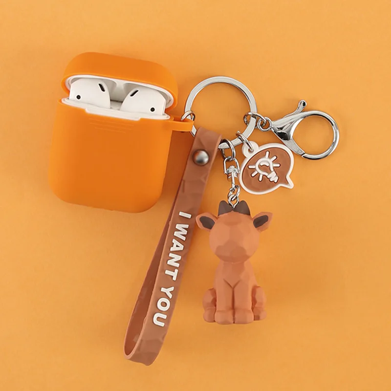 Orange Милый силиконовый чехол с геометрическим рисунком панды для Apple AirPods, мультяшный наушник, чехлы для Airpods 1 2, аксессуары, защитный чехол - Цвет: Orange