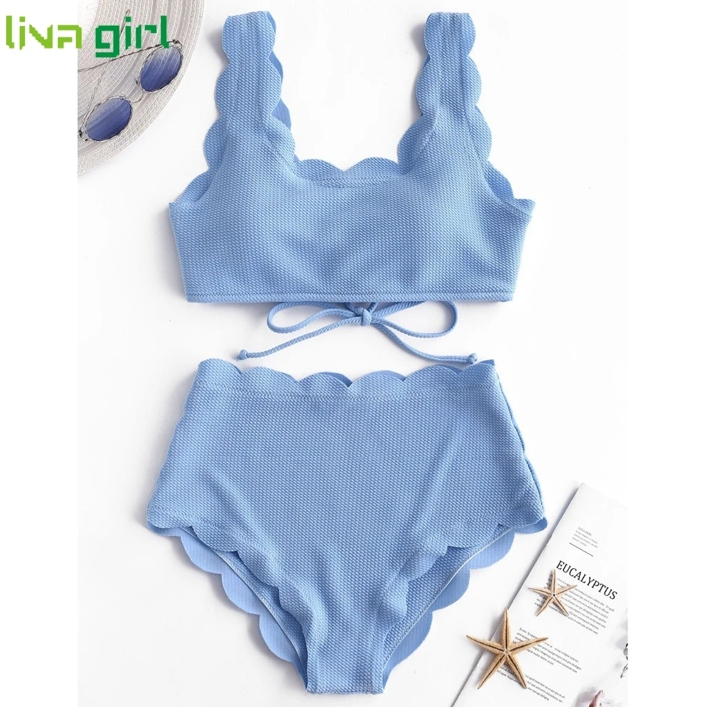 Купальник Liva girl Женский бикини с высокой талией однотонный пикантный купальник