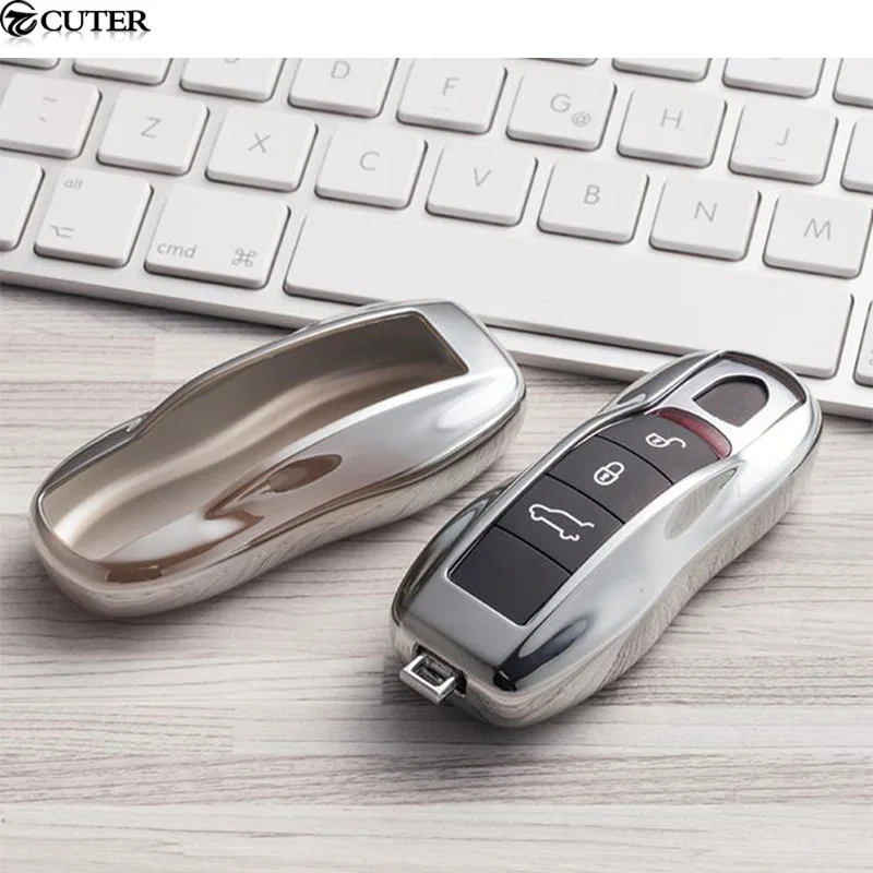 SILVER Горячая ТПУ чехол для ключей автомобиля для Porsche Cayenne Macan Panamera 911 991 Boxster Cayman - Название цвета: SILVER