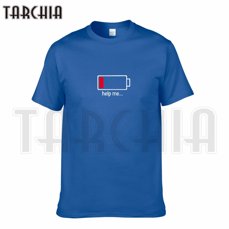 Мужская хлопковая футболка TARCHIA Повседневная с коротким рукавом батарейкой 2021