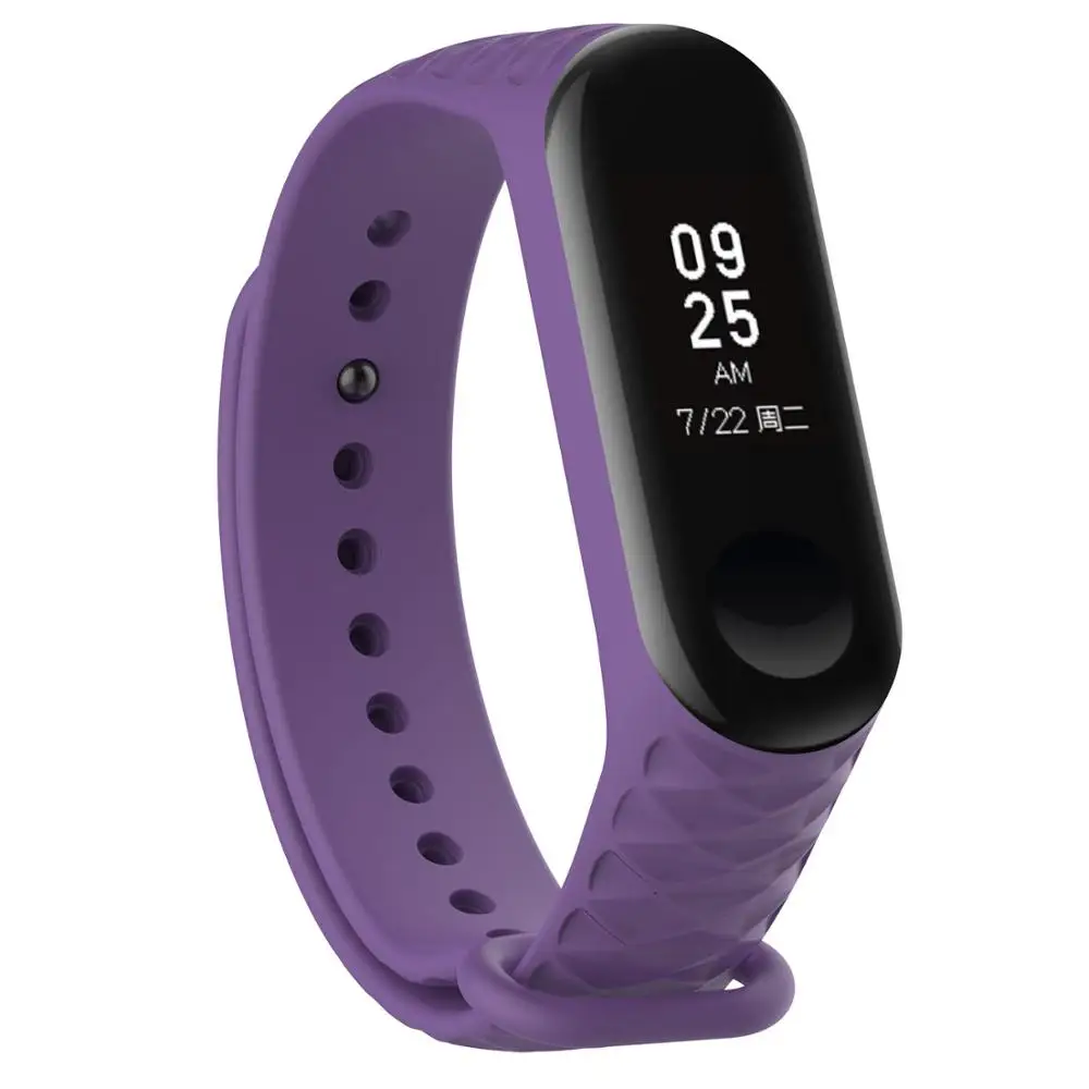 Фиолетовый Браслет для Xiao mi Band 3 4 силиконовый ромб сменный ремешок Xio mi Xaio mi Xia mi xaomi mi xaiomy женский и мужской браслет - Цвет: Фиолетовый