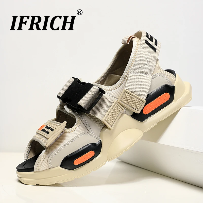 Мужские Пляжные кроссовки с пряжкой на ремешке удобные сандалии из