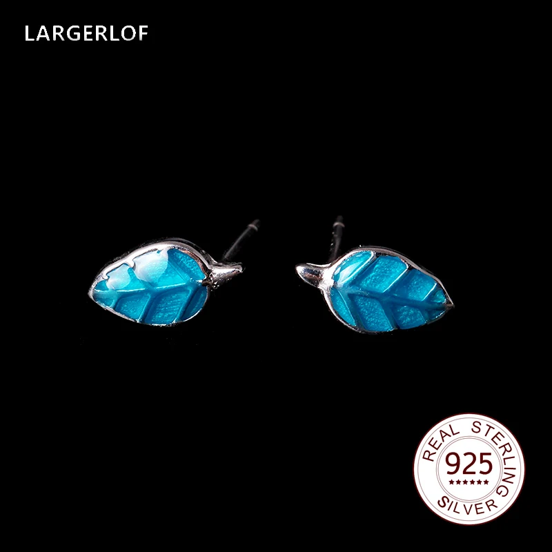 LARGERLOF Feather Earrings 925 Sterling Silver Fashion Stud Women ED10199|stud earrings|earrings fashionearrings for |