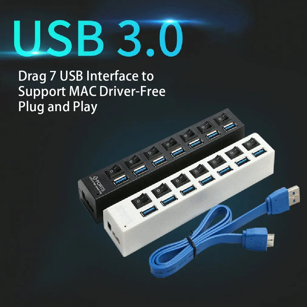 Usb-концентратор Micro USB 3,0 концентратор разветвитель с адаптером питания USB 4/7 порт Hab высокоскоростной 5 Гбит/с USB разветвитель 3,0 концентратор для ПК Аксессуары