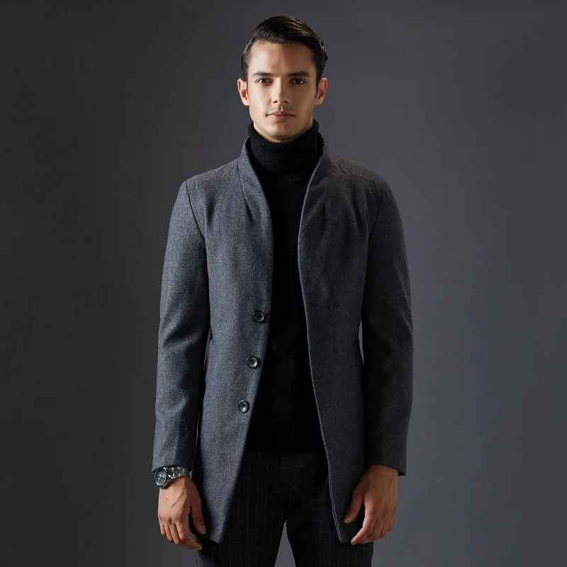 

High Quality Wool Blends Men Jacket Coat Parka Men Autumn Winter Overcoats Male Warm Long Style Outerwear Cashmere Plus Size 3XL