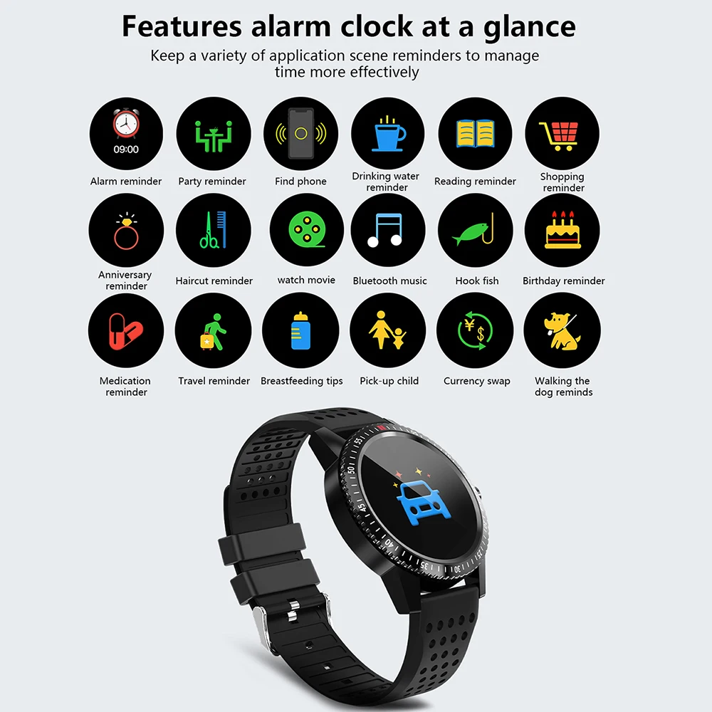 DOOLNNG T1 Bluetooth Smart Watch IP67 Waterproof Heart Rate Blood Pressure Monitoring Sport Pedometer Information Remind | Электроника