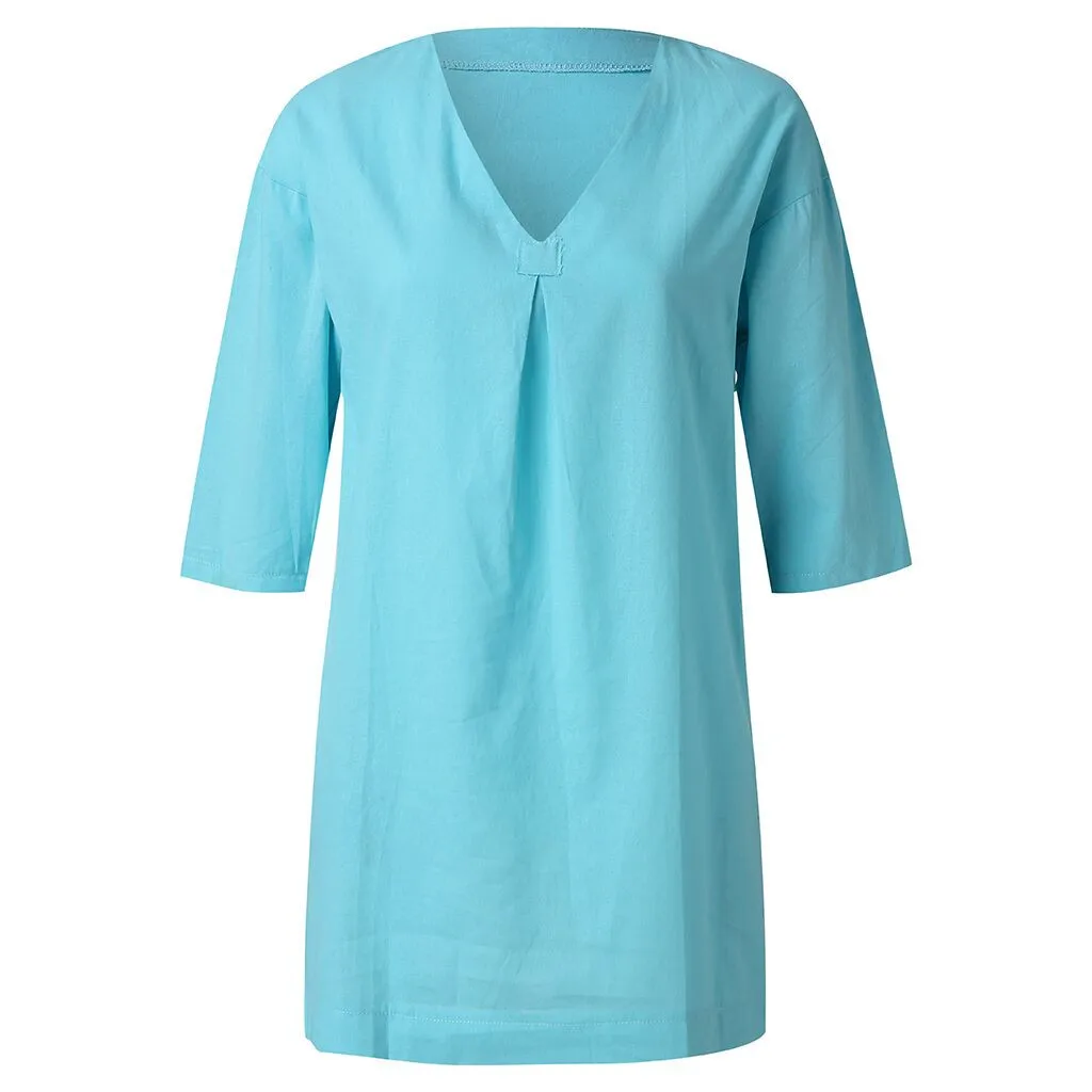 CHAMSGEND женское платье женское летнее стильное платье Feminino Vestido футболка из хлопка и льна свободного кроя размера плюс