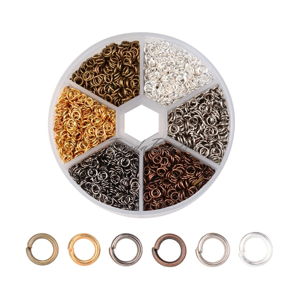 

4/5/6/7/8mm 6 Colors Iron split Jump Rings for Making Jewelry DIY Findings Accessories, Close but Unsoldered, Mixed Color