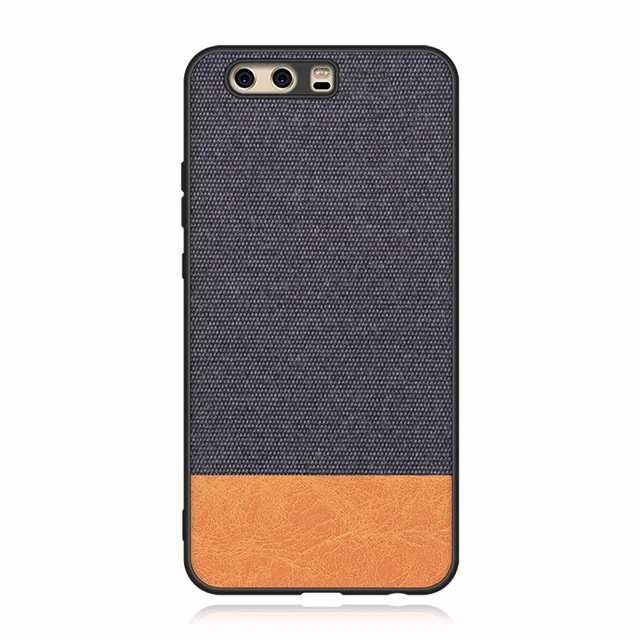 Blue with Orange PU Чехол для huawei P10 Мягкий ТПУ Край холст задняя крышка модная матерчатая ткань чехол для huawei P10Plus P10 Plus чехол для телефона - Цвет: Blue with Orange PU