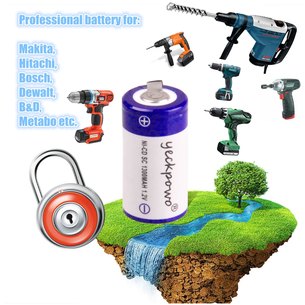 Ship from Moscow fast delivery! 12 pcs SC battery power tool 4.25cm*2.2cm 1300mah nicd 1.2v for makita hitachi bosch B&ampD |