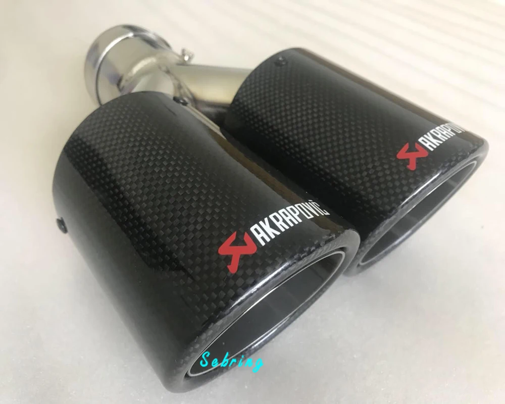 Углеродное волокно Стайлинг AKRAPOVIC нержавеющая сталь Универсальный двойной полный углеродного выхлопной трубы автомобиля