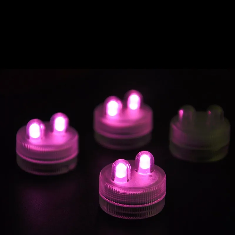 White, Warm White, Red, Green, Blue, Teal, Amber, Pink, Purple, RGB Color Changing Submerisble Mini LED Tea Lights with 2LEDs