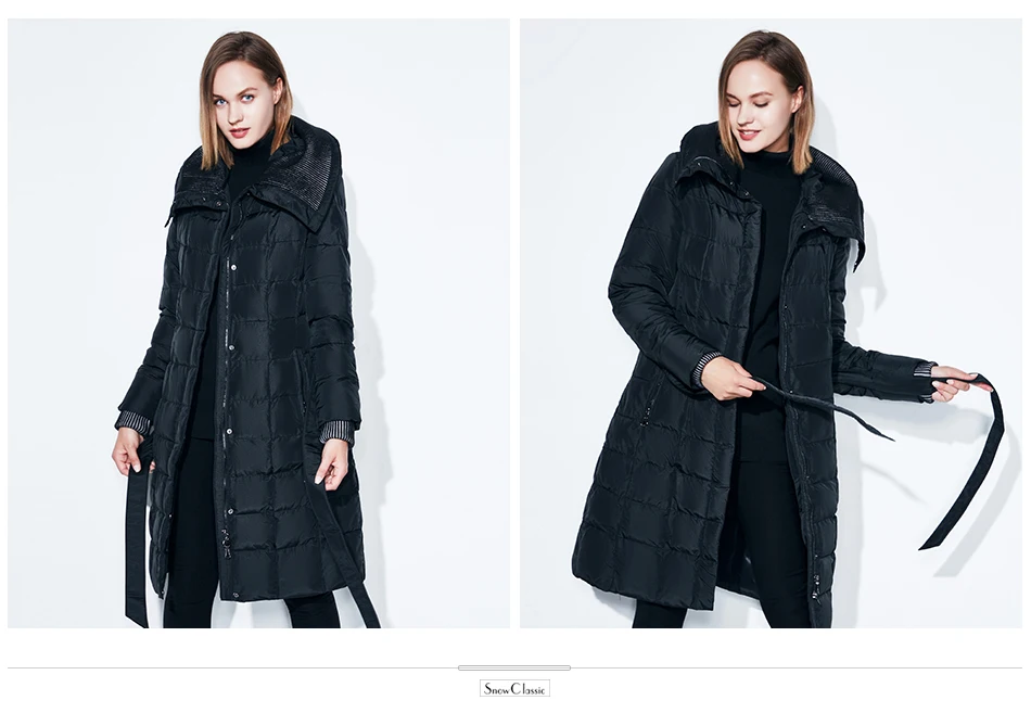 Snowclassic весенняя куртка женщин зимнее пальто женщин теплые outwear мода большой размер Средние-длинние роскошные зимние пальто толстые Slim Solid