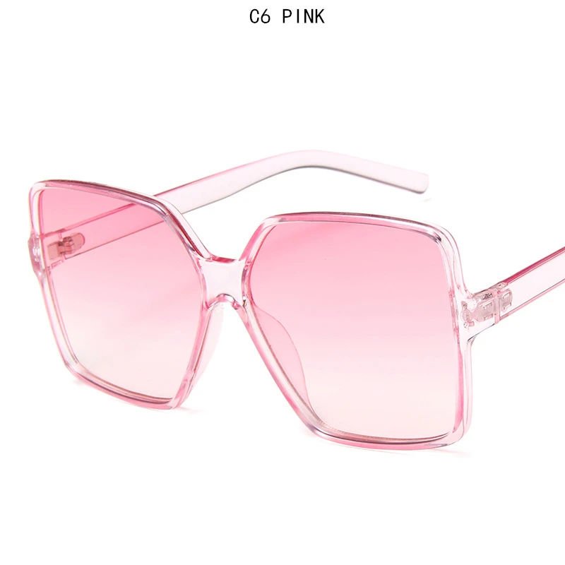 Pink Большие квадратные женские солнцезащитные очки, новинка, модные трендовые винтажные коричневые градиентные черные роскошные Брендовые женские очки UV400 Oculos - Цвет линз: Pink