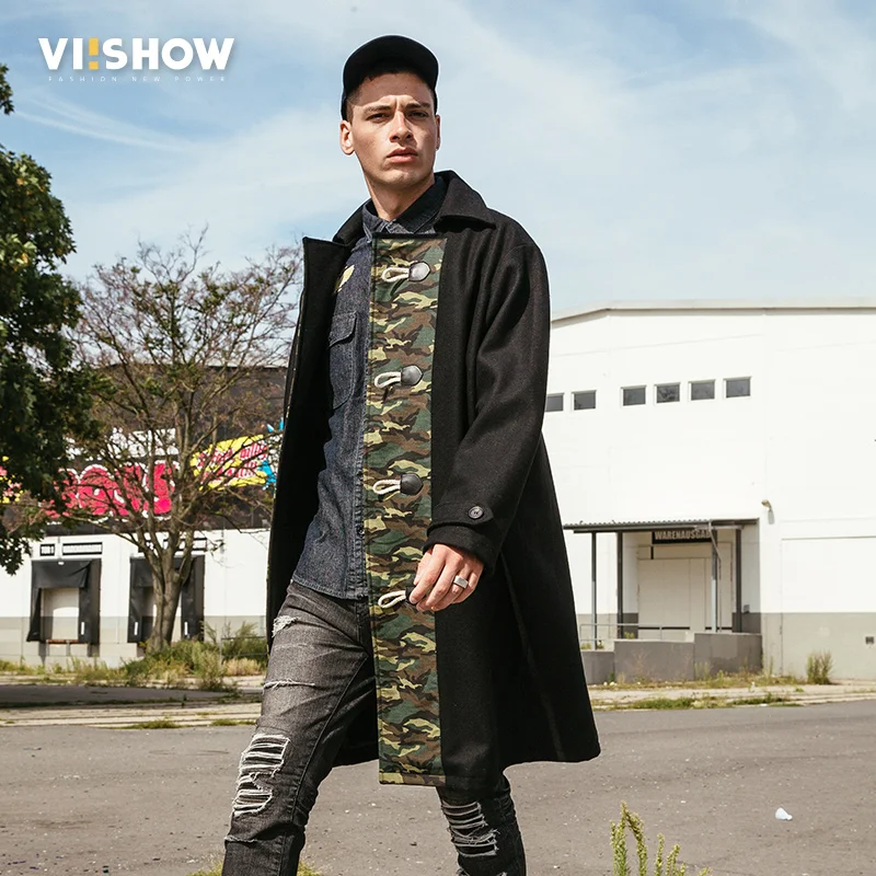 VIISHOW мужской Тренч 2017 Новый Модный дизайнерский длинный плащ осень зима
