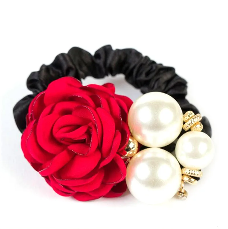 2018 элегантные эластичные ленты для волос ручной работы Камелия Цветочная