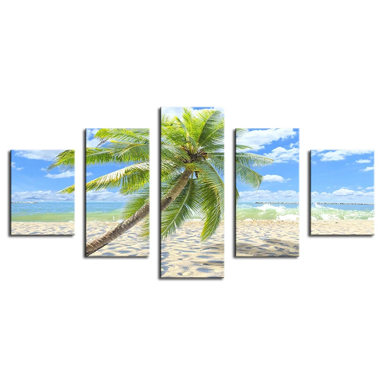 

sunny tropical-beach Modern Home Wall Decor Canvas Picture Art Print WALL Painting Set of 5 Each Canvas Arts Unframe
