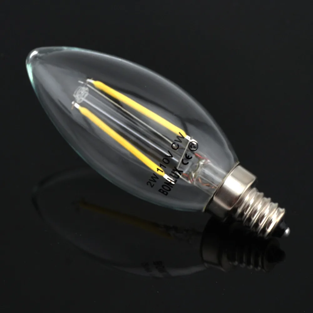 Затемнения 2 Вт 4 Led E14 лампа накаливания канделябры Light 220 В Европейский База LED