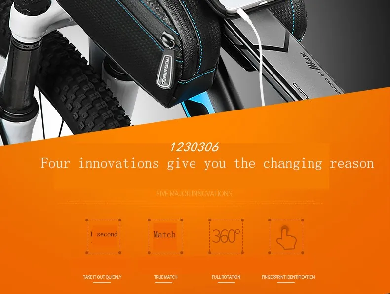 ROSWHEEL 4,7-6,0 дюймов рамка верхняя труба руль сумка для велосипеда велосипедная сумка Pannier обновленная версия сумка на бак с чехол для телефона