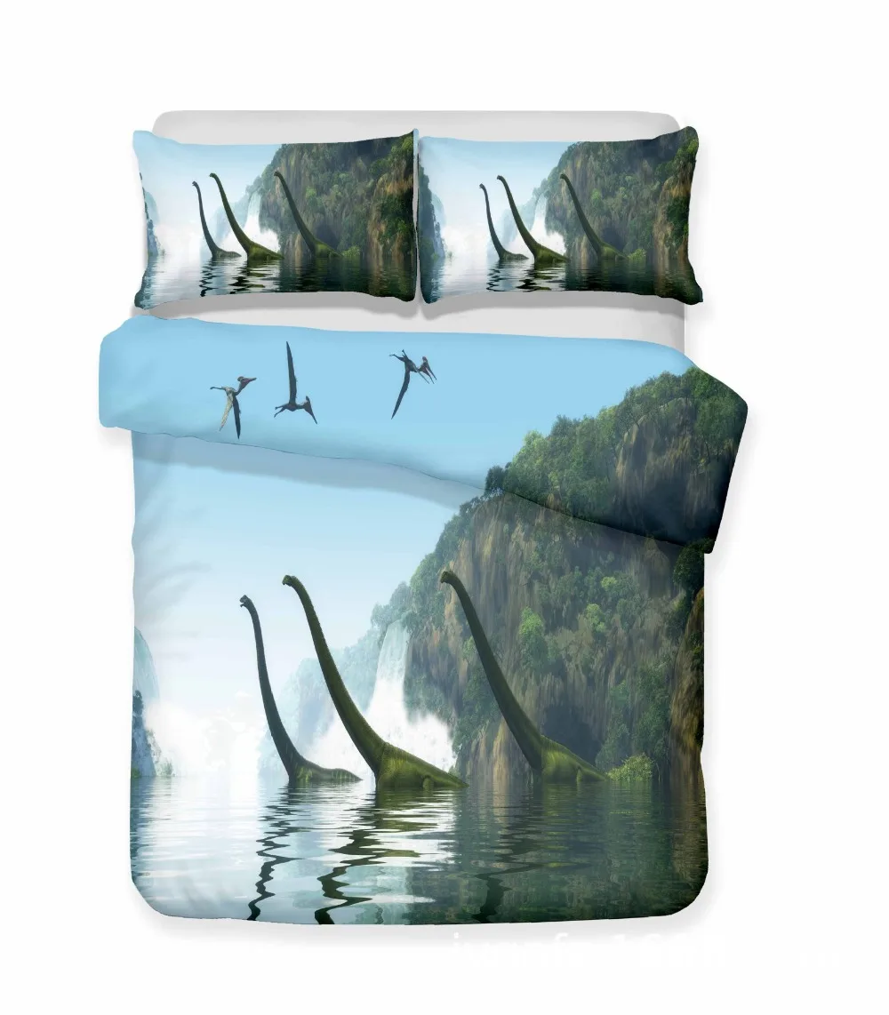 Bedclothes 3D Double Print Dinosaur Digital Printing Bedding Set Queen King Size Hot sale | Дом и сад