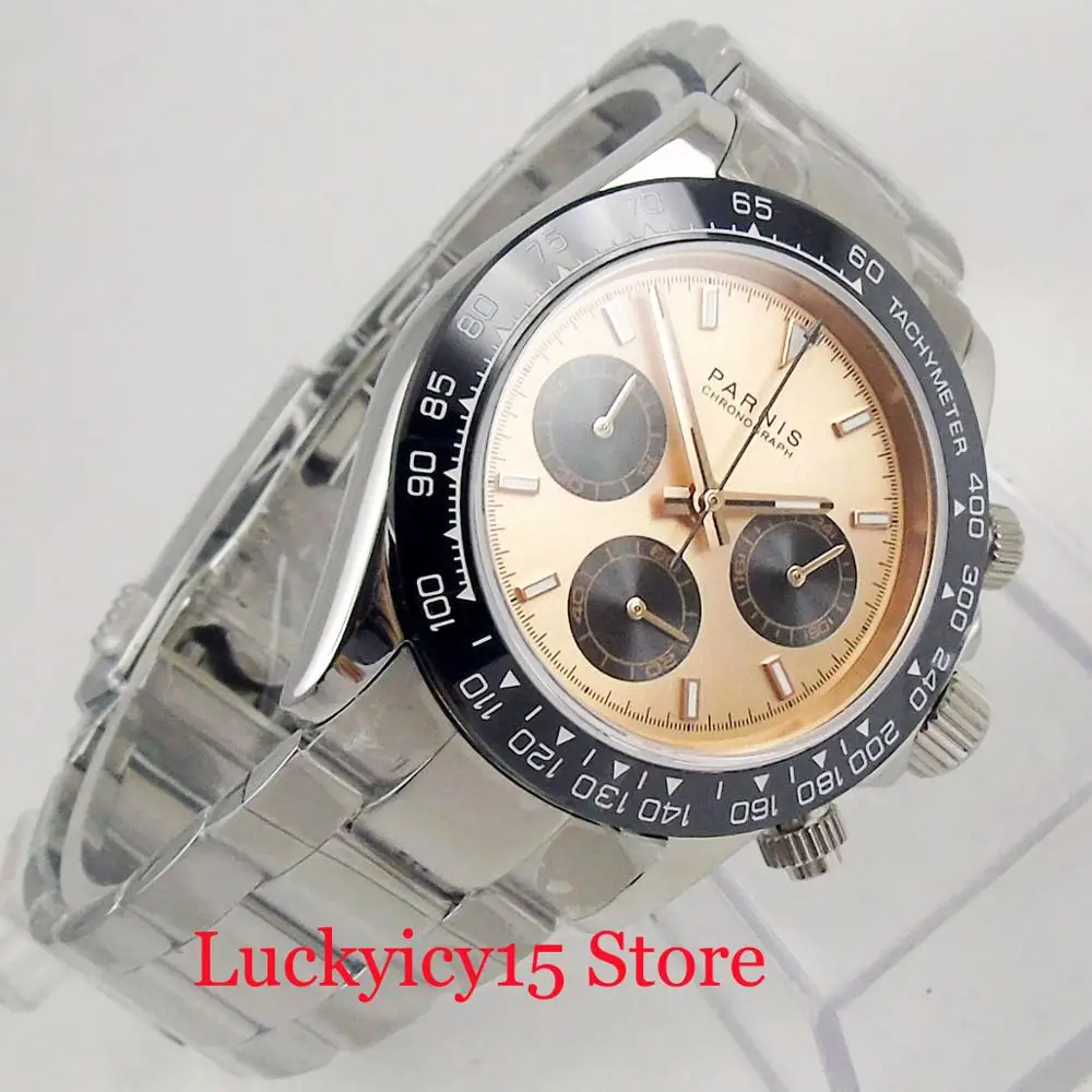 Бизнес Стиль оранжевый циферблат сапфировое стекло Хронограф Функция