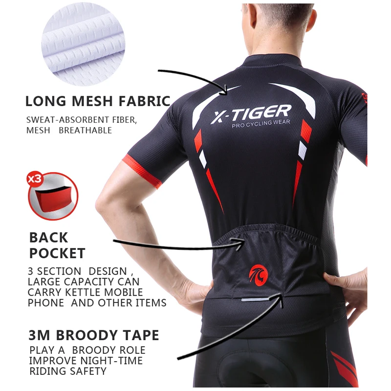 X-TIGERAnti-UV Summer Cycling Clothing 100% Polyester Sportswears Jersey MTB Bicycle Racing Bike Clothes | Спорт и развлечения
