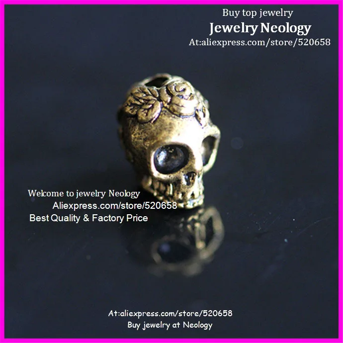 Оптовая продажа! 100 шт. металлического сплава с золотой отделкой и принтом череп