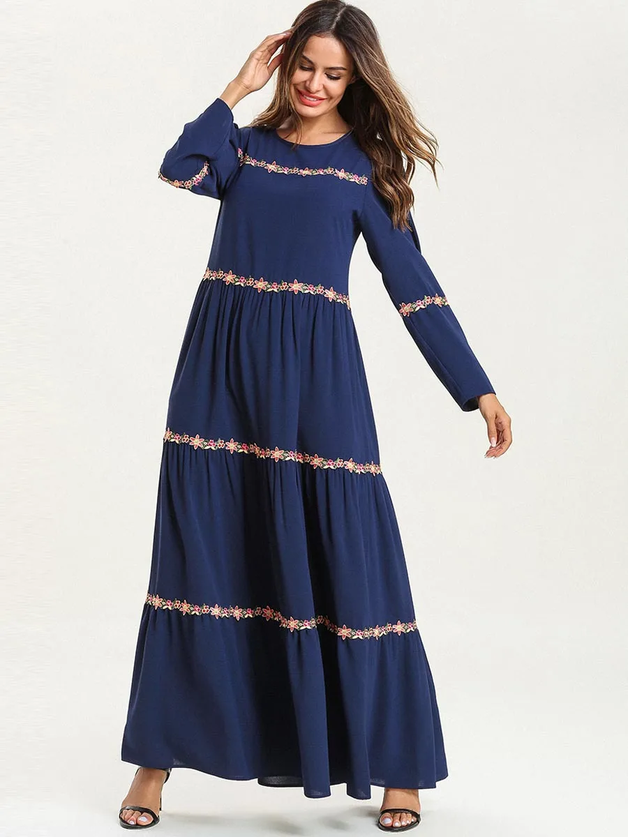 Мусульманское платье для женщин большого размера Дубай Абая длинный рукав