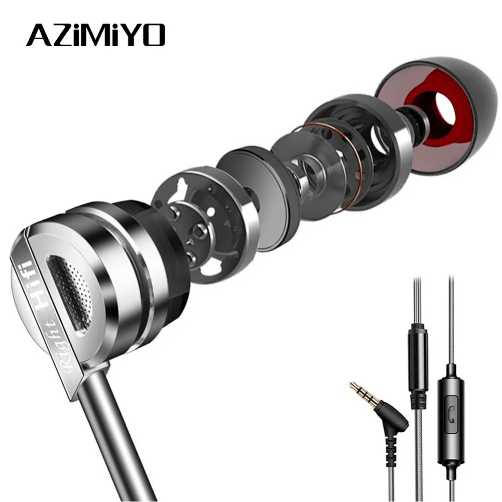 AZiMiYO DJ2, наушники с басами, наушники-вкладыши, спортивные проводные наушники с микрофоном для телефона, xiaomi, huawei, iPhone 6, наушники HIFI, наушники