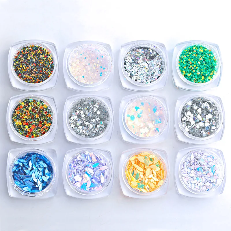 12 цветов гвоздь в форме сердца блестки лошадь глаз Звезда Форма s Сверкающие