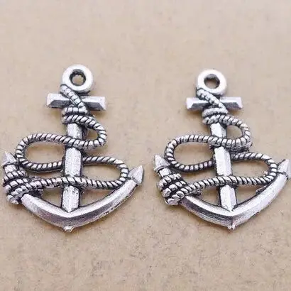 25 шт. сплав Лодка Крюк Якорь Веревка Аксессуары Оптовая продажа 19*24 мм DIY браслет