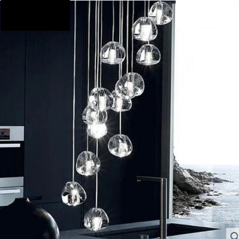Restaurant chandelier modern minimalist living room lamp staircase double lobby glass creative personality | Лампы и освещение