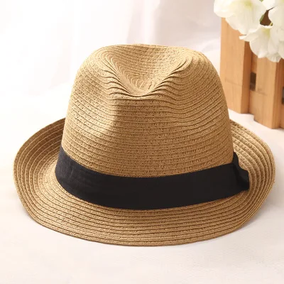 Соломенная шляпа-федора, мужская, женская, летняя, для отдыха, пляжа, от солнца, шляпы Трилби