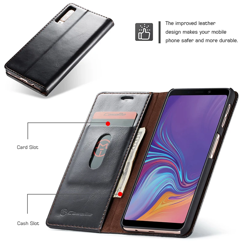 Кожаный флип-чехол на магните для samsung Galaxy S9 S8 плюс S7 A6 A7 A8 A9 телефон чехол s Чехол-портмоне с отделением для карт чехол