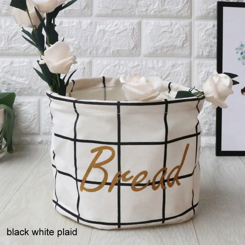 black white plaid Грязная одежда мешок для мелочей хлопок белье корзина для хранения корзина для белья корзина для хранения игрушек бытовой баррель - Цвет: black white plaid