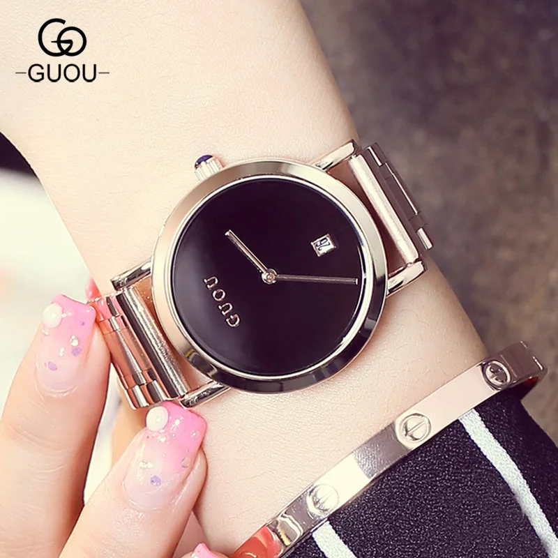 Часы GUOU женские повседневные кварцевые из нержавеющей стали|watch ladies|watch watchwatches