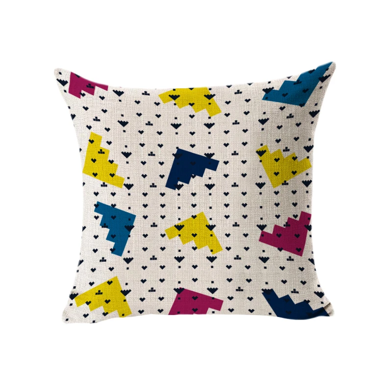 Geometric Animal Cushion Covers Cute Interesting Hand-painted Elephant Dinosaur For Sofa Car Waist Pillow | Дом и сад