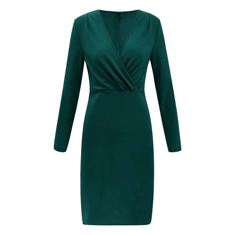 2018 Новое Женское облегающее платье офисное дамское миди осеннее тонкое вечернее