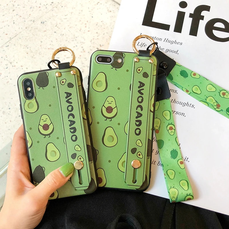 SoCouple чехол для телефона для iphone XR X Xs max 11 Pro Max 7 8 6 6s plus фрукты авокадо Мягкий ТПУ шейный ремешок для запястья чехол