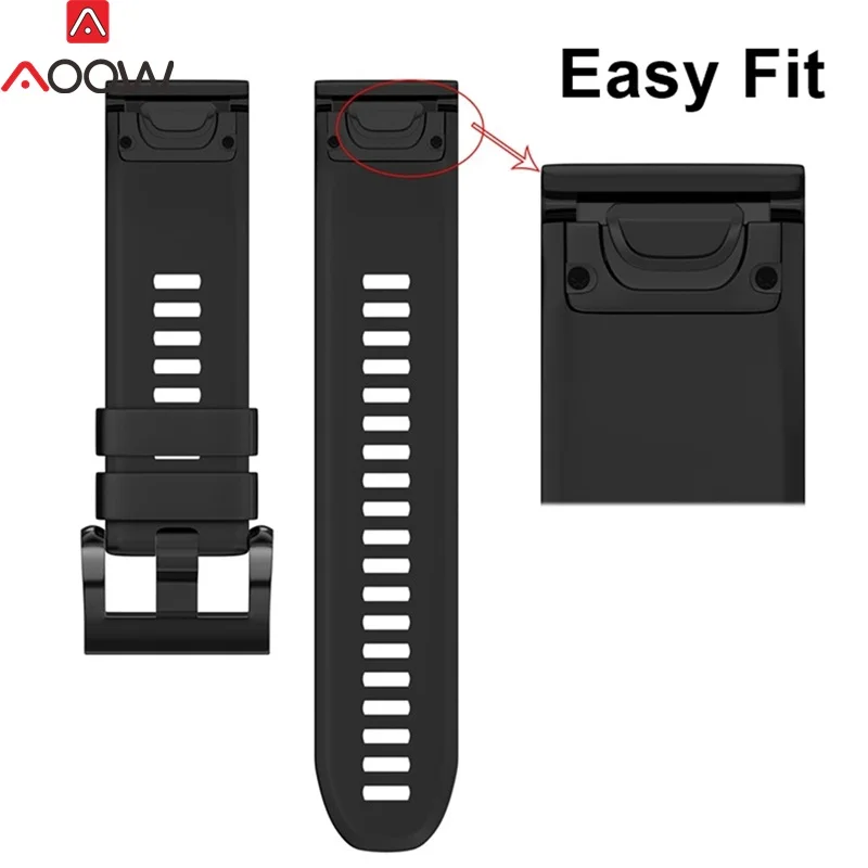 Black AOOW силиконовый ремешок для часов Garmin fenix 3 HR fenix 5X gps часы Quick Release замена Браслет ремешок Высокое качество полосы - Цвет ремешка: Black