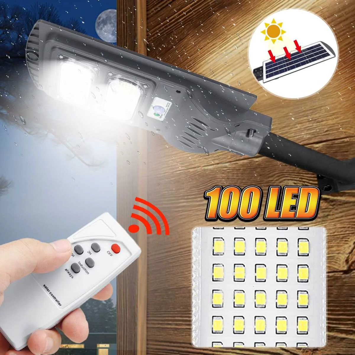 60/90/150W LED Wall Lamp IP65 Solar Street Light Radar motion 2 In 1 Constantly bright& Induction Solar Sensor Remote Control