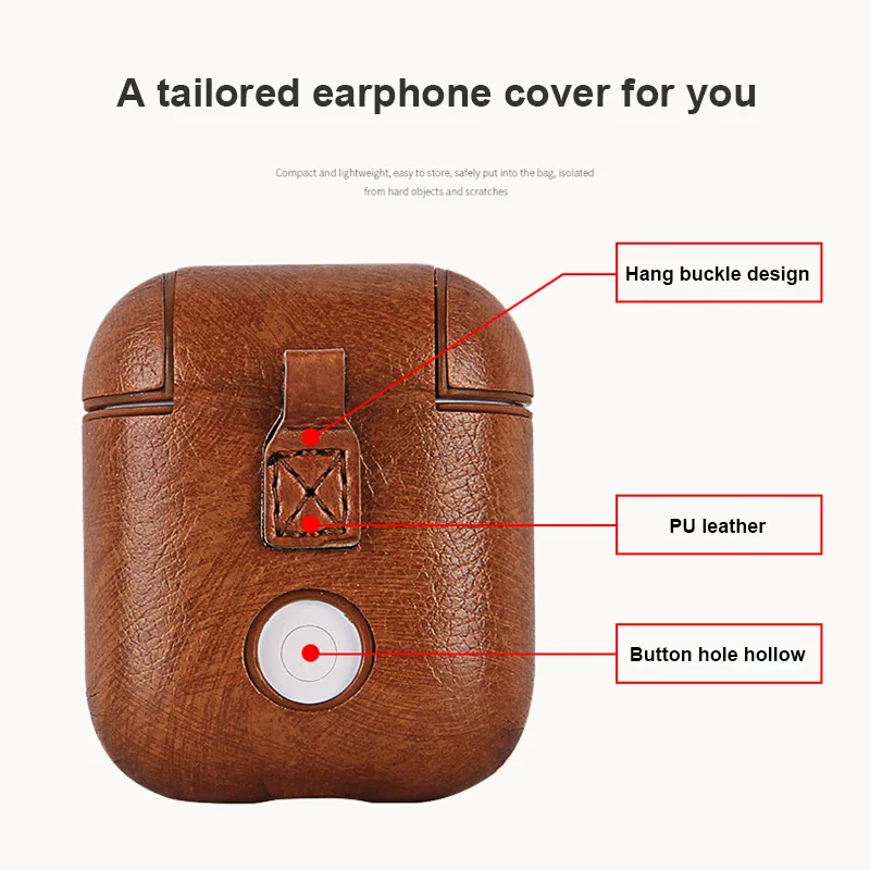 Кожаный защитный противоударный чехол для Apple AirPods зарядный TU