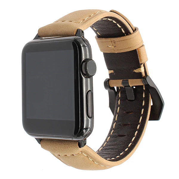 Французский ремешок из натуральной кожи для iWatch Apple Watch 38 мм 42 мм серия 1 2 3 старинный ремешок из нержавеющей стали с пряжкой на запястье