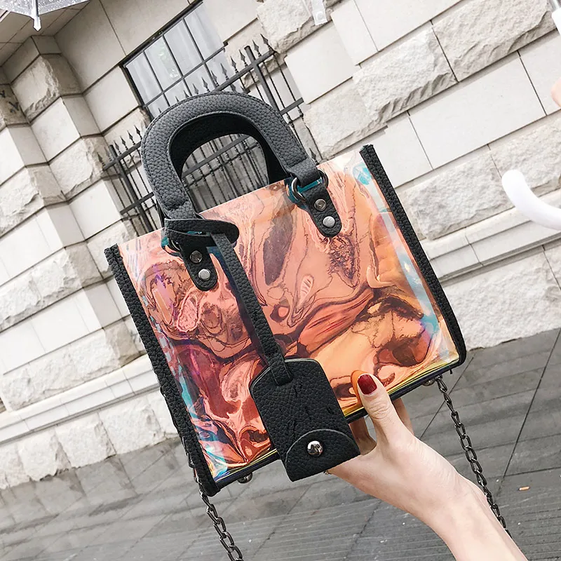 2018 летние новые Брендовые женские сумки лазерные в Корейском стиле прозрачные на